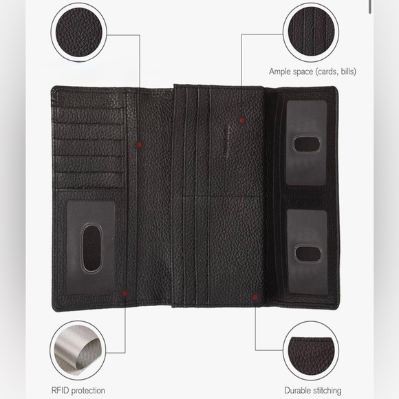 Oak Leathers Brown RFID Blocking Trifold Wallet with 11 Slots - Picture 6 of 11